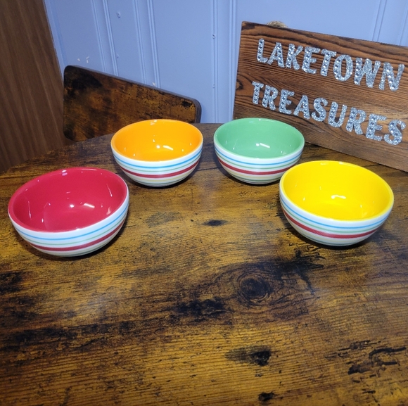 Sonoma Other - Sonoma Colorful Striped Ceramic Bowl Set of 4